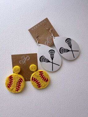 Sports Theme Dangle Earrings - Super Cute, Set of Two!